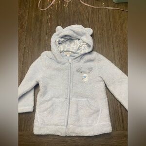 Quiltex New-Born Boys Cozy Bear Theme Hoodie w/ Ears Jacket 24Mo. Very Lt. Blue